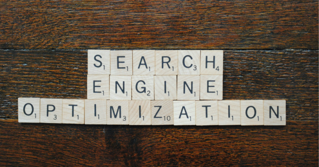 Scrabble-style tiles forming the phrase Search Engine Optimization, used to illustrate modern artificial intelligence search engine optimization strategies.
